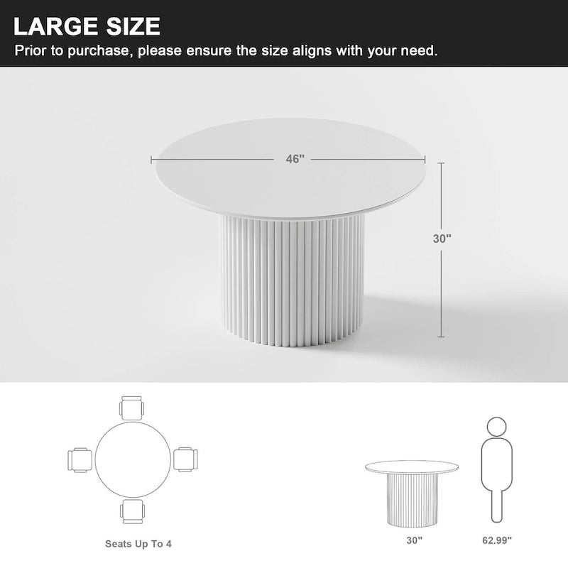 Solid Wood 46  Round Dining Table for 4 People Nordic style - 46*30