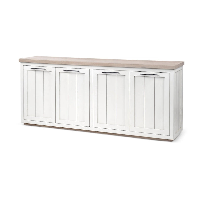 Fairview III Light Brown & White Solid Wood w/ 4 Cabinet Door Sideboard - 73 W x 17 D x 32 H