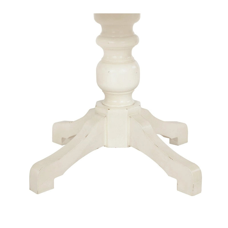 Roundhill Furniture Prato Round Antique White and Distressed Oak Two-tone Finish Wood Dining Table