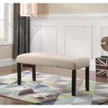 Roundhill Furniture Biony Fabric Dining Bench with Nailhead Trim
