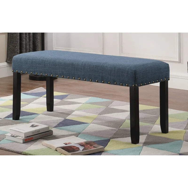 Roundhill Furniture Biony Fabric Dining Bench with Nailhead Trim