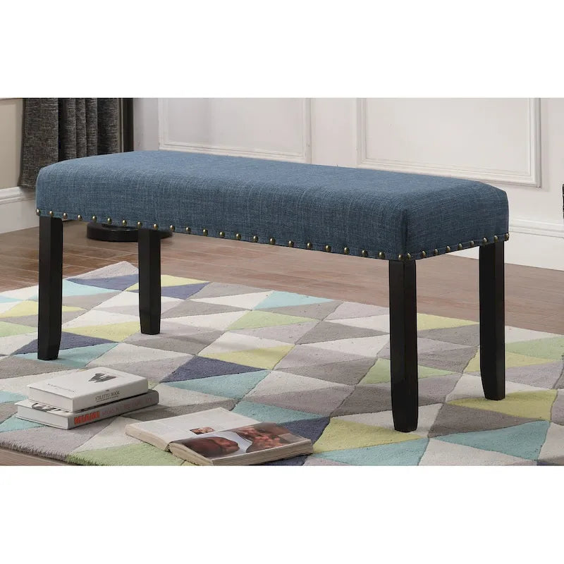Roundhill Furniture Biony Fabric Dining Bench with Nailhead Trim