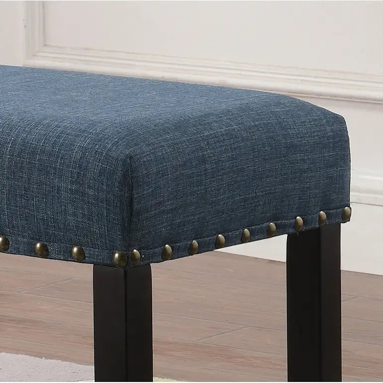 Roundhill Furniture Biony Fabric Dining Bench with Nailhead Trim