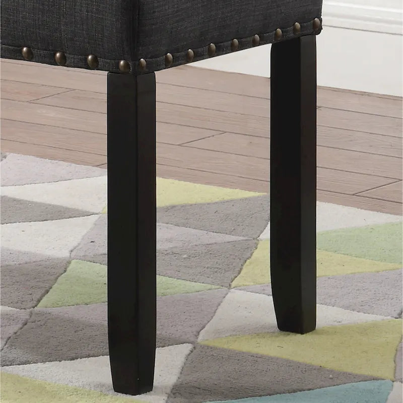 Roundhill Furniture Biony Fabric Dining Bench with Nailhead Trim