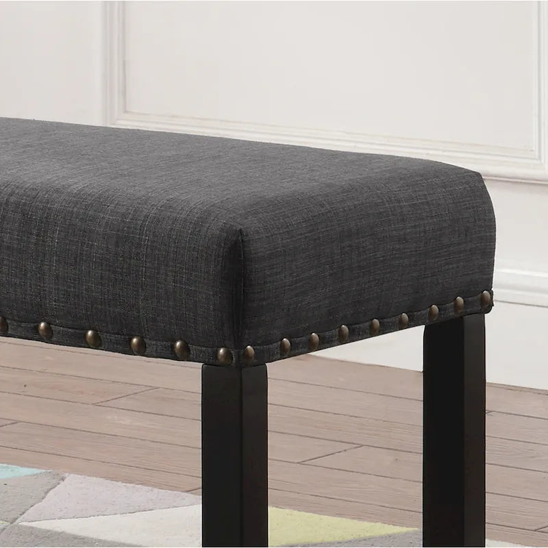 Roundhill Furniture Biony Fabric Dining Bench with Nailhead Trim
