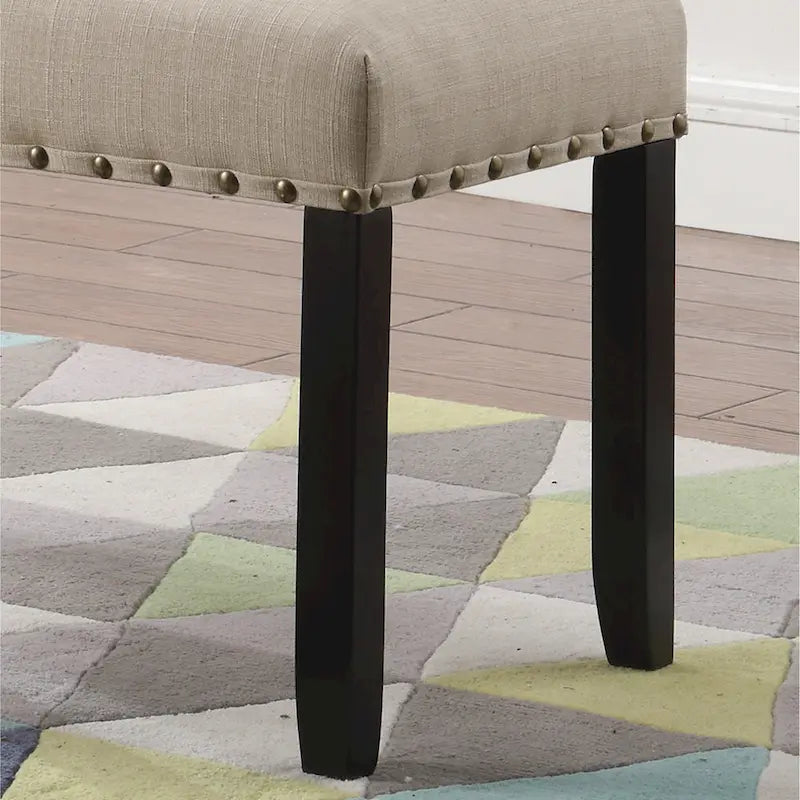Roundhill Furniture Biony Fabric Dining Bench with Nailhead Trim