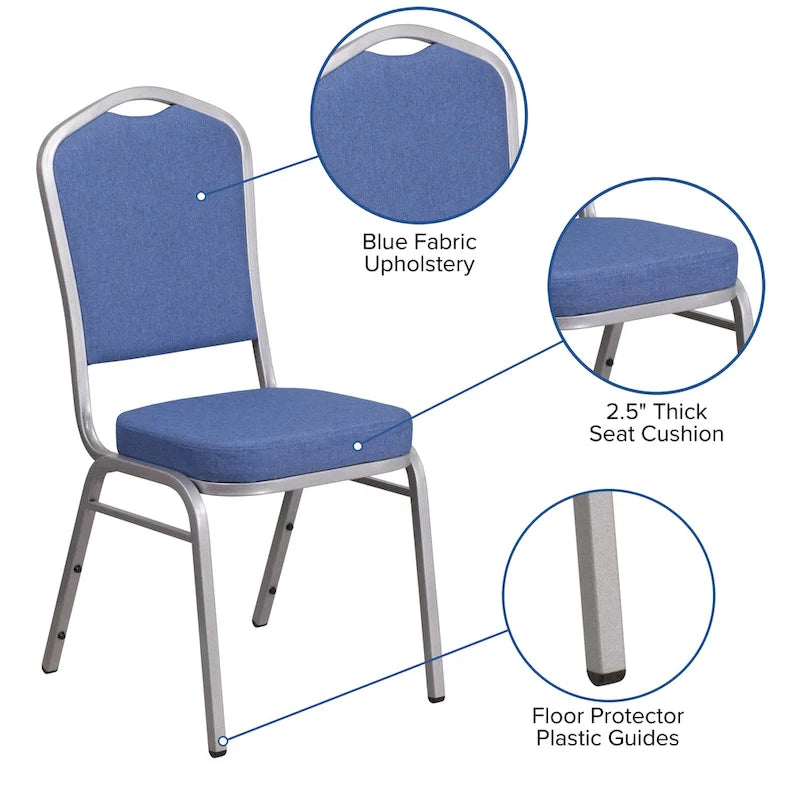 Steel/ Blue Fabric Crown Back Stacking Banquet Chair (Set of 4)