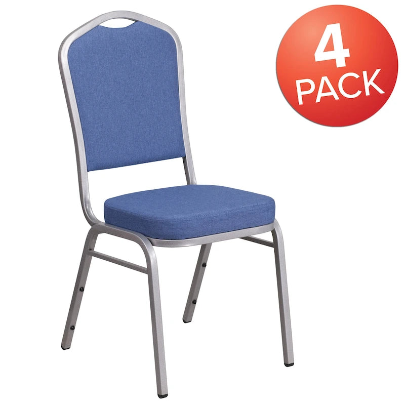 Steel/ Blue Fabric Crown Back Stacking Banquet Chair (Set of 4)