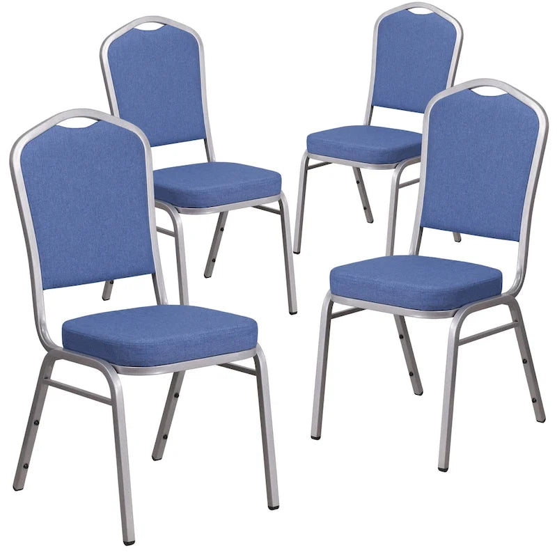 Steel/ Blue Fabric Crown Back Stacking Banquet Chair (Set of 4)