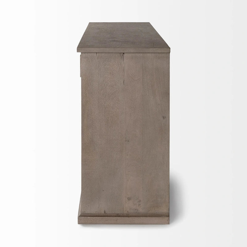 Braxton III Natural Brown Solid Wood 3 Drawer 6 Door Sideboard - 81.5W x 18.5D x 36.0H