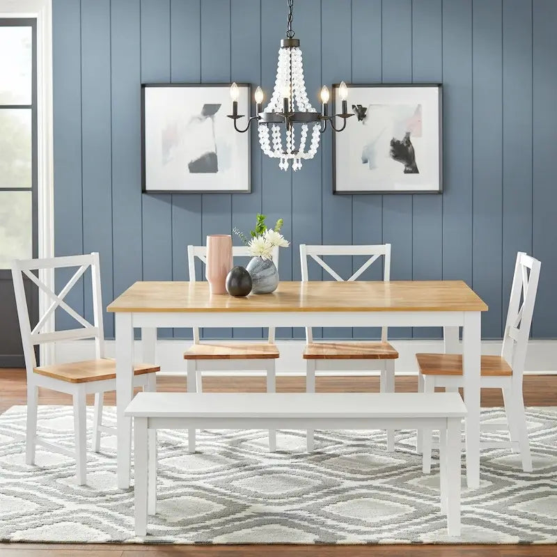 Simple Living 6-piece Virginia Solid Wood Dining Set with Bench