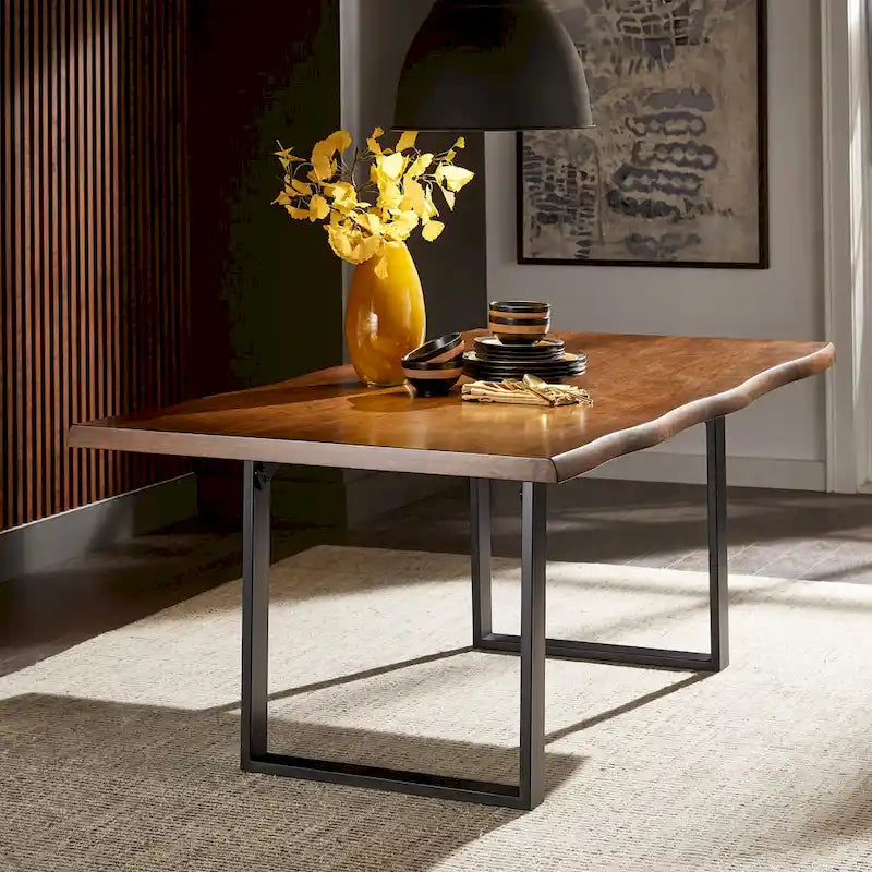 Banyan Live Edge Wood and Metal Sled Base Dining Table by iNSPIRE Q Artisan