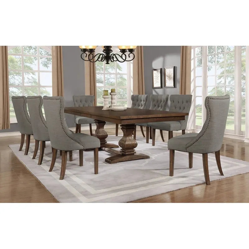 Best Quality Furniture 9-piece Walnut 18  Extension Dining Set