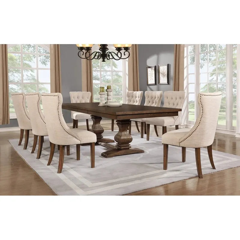 Best Quality Furniture 9-piece Walnut 18  Extension Dining Set