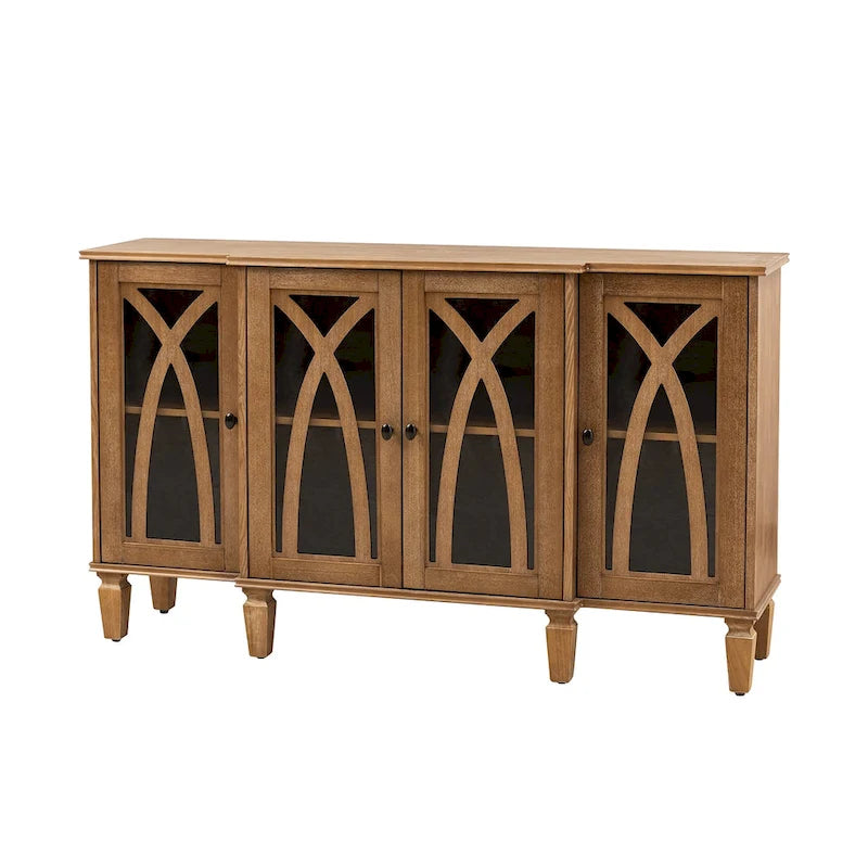 Katie 60  Farmhouse Style Sideboard with Glass Doors by HULALA HOME