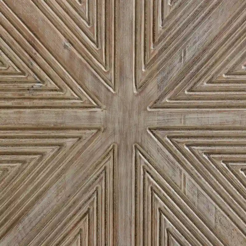 Zion 84  Mango Wood Carved 4-Door Sideboard with Iron Base