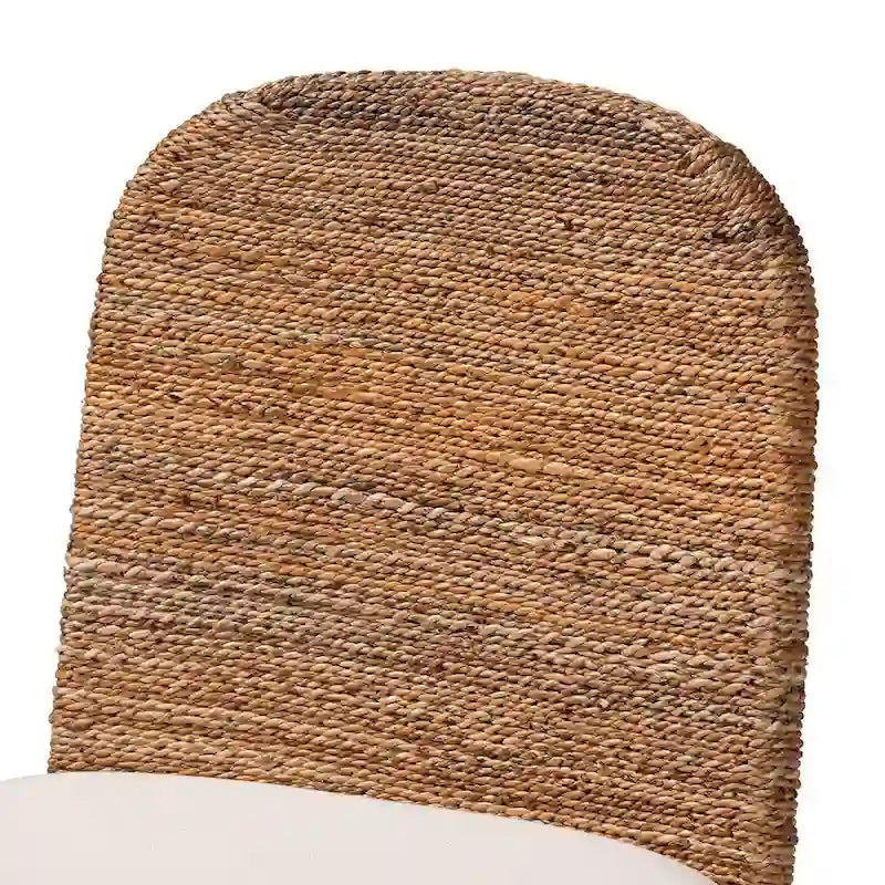 Nadim Modern Bohemian Natural Seagrass and Acacia Wood 2-Piece Dining Chair Set