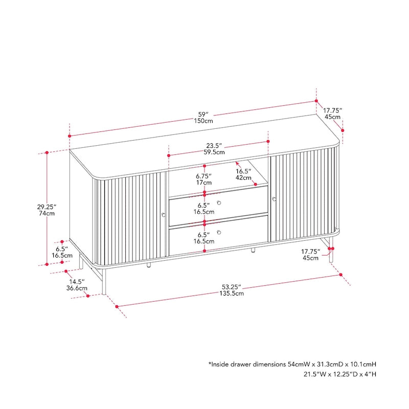Hikari Curved Sideboard Buffet