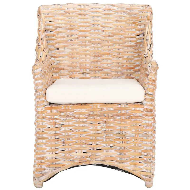 SAFAVIEH Cheryle Wicker Washed Brown Wingback Arm Chair (Fully Assembled) - 26  W x 23  D x 34  H - 26Wx23Dx34H