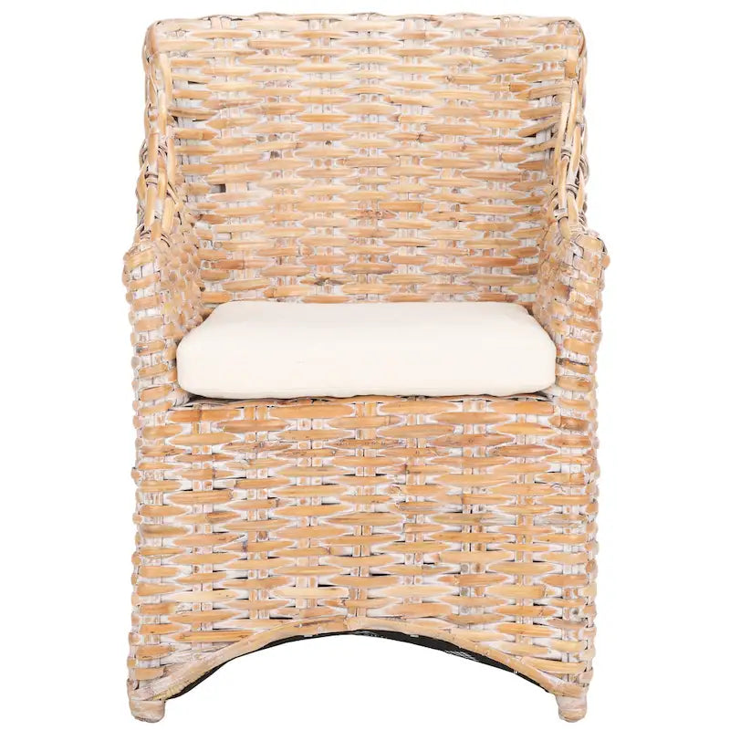 SAFAVIEH Cheryle Wicker Washed Brown Wingback Arm Chair (Fully Assembled) - 26  W x 23  D x 34  H - 26Wx23Dx34H