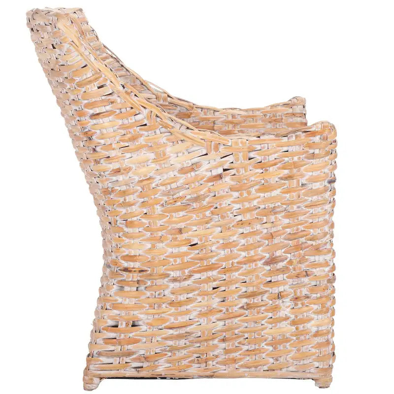 SAFAVIEH Cheryle Wicker Washed Brown Wingback Arm Chair (Fully Assembled) - 26  W x 23  D x 34  H - 26Wx23Dx34H