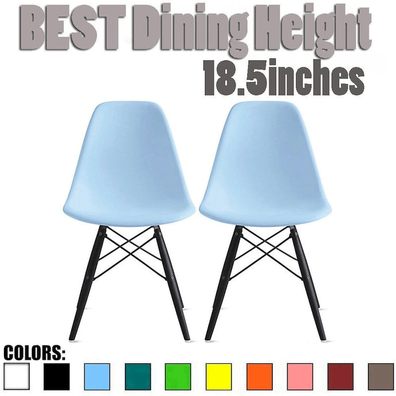 Set of 2 Modern Side Dining Chair Color With Dark Black Wood Legs For Kitchen Eiffel Dowel Work Office Restaurant