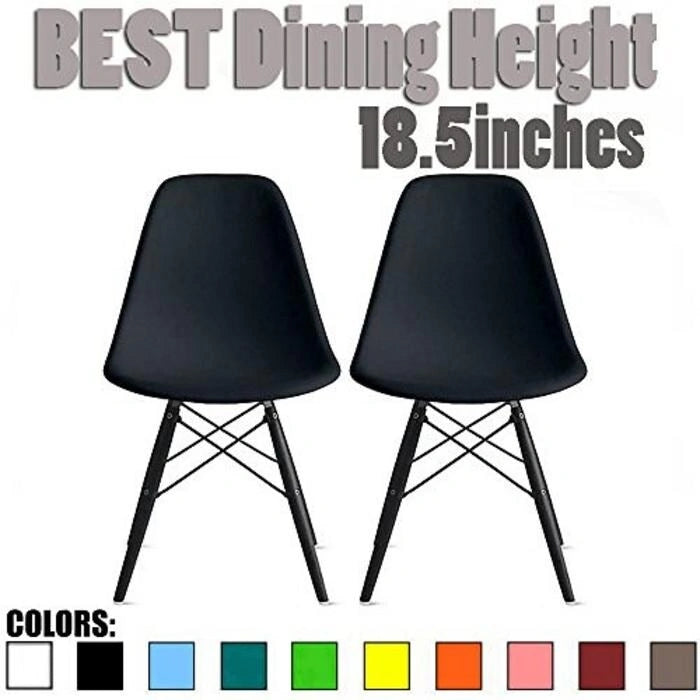 Set of 2 Modern Side Dining Chair Color With Dark Black Wood Legs For Kitchen Eiffel Dowel Work Office Restaurant
