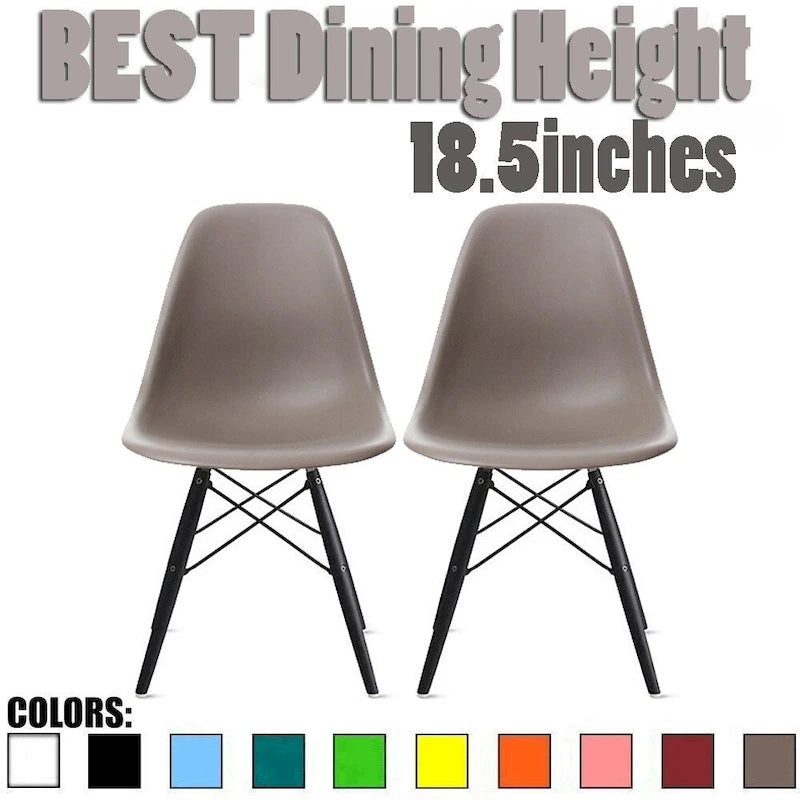 Set of 2 Modern Side Dining Chair Color With Dark Black Wood Legs For Kitchen Eiffel Dowel Work Office Restaurant