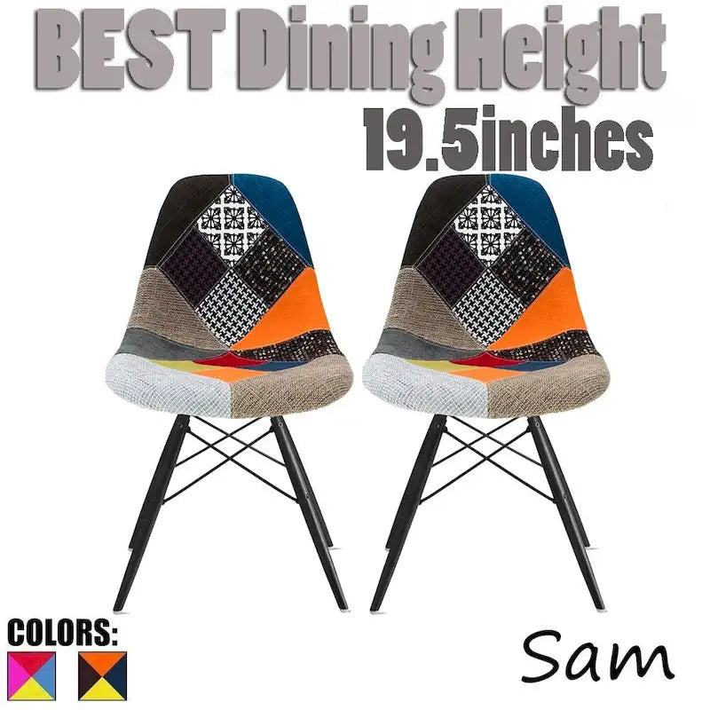 Set of 2 Modern Side Dining Chair Color With Dark Black Wood Legs For Kitchen Eiffel Dowel Work Office Restaurant