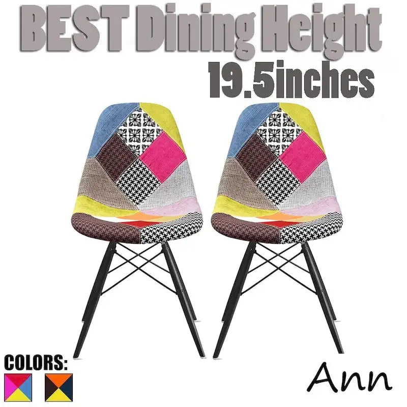 Set of 2 Modern Side Dining Chair Color With Dark Black Wood Legs For Kitchen Eiffel Dowel Work Office Restaurant