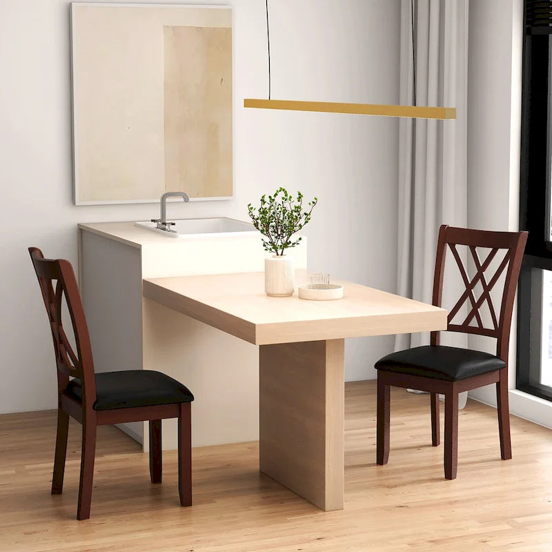 Gymax Set of 4 Dining Chair Kitchen Chair with Backrest Padded Seat &