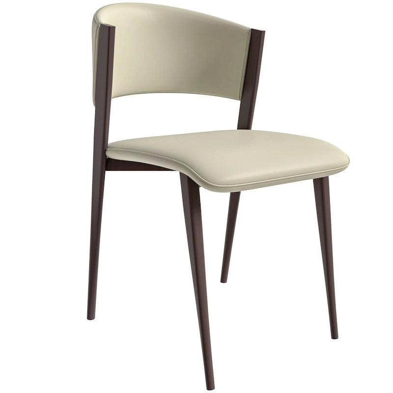 Aspen Dining Chair with Leather Seat in Black Metal by LeisureMod
