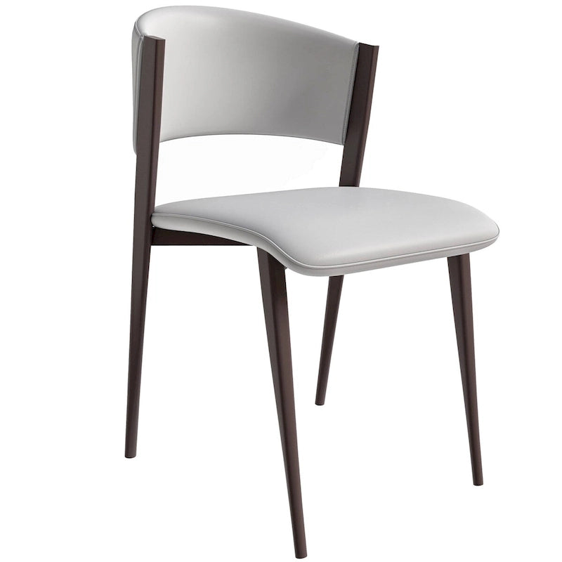 Aspen Dining Chair with Leather Seat in Black Metal by LeisureMod