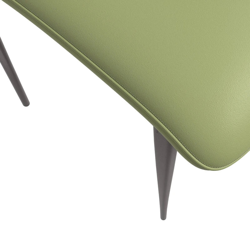 Aspen Dining Chair with Leather Seat in Black Metal by LeisureMod