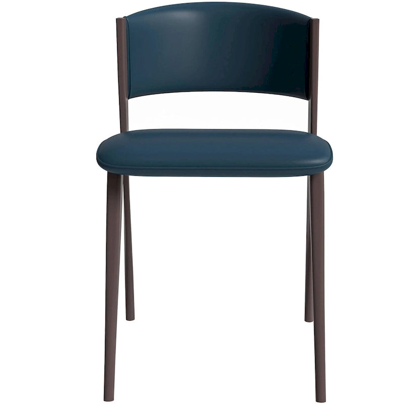 Aspen Dining Chair with Leather Seat in Black Metal by LeisureMod