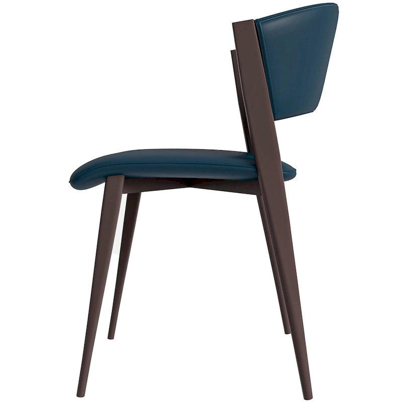 Aspen Dining Chair with Leather Seat in Black Metal by LeisureMod