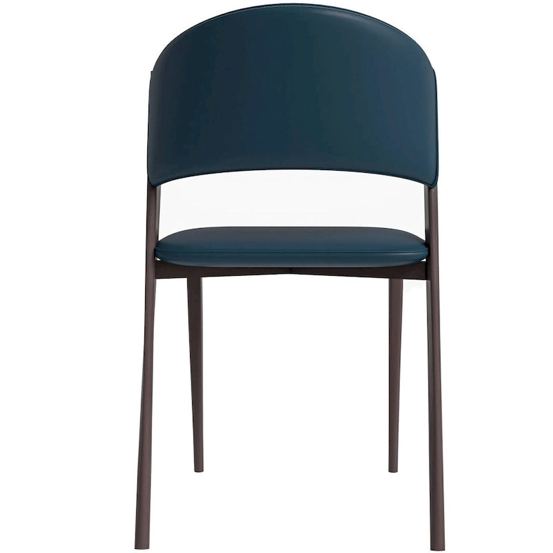 Aspen Dining Chair with Leather Seat in Black Metal by LeisureMod