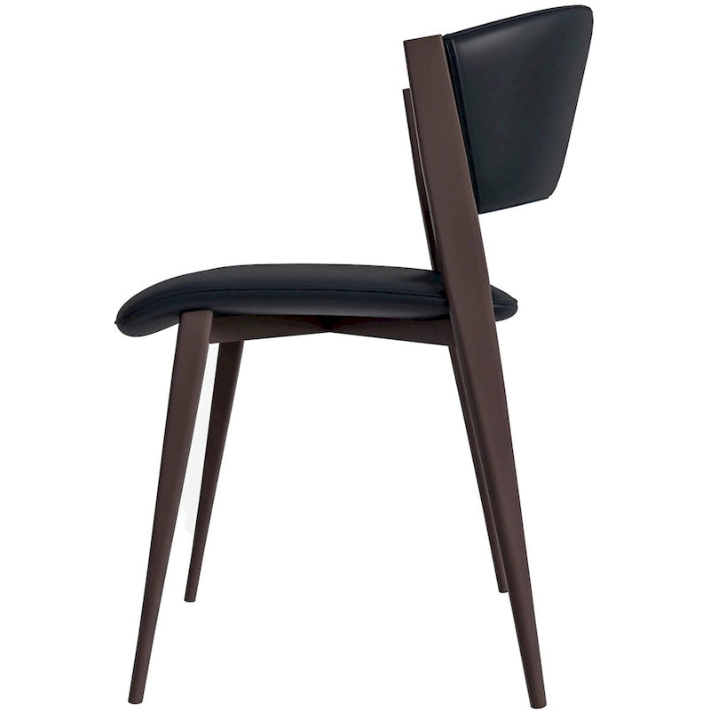 Aspen Dining Chair with Leather Seat in Black Metal by LeisureMod
