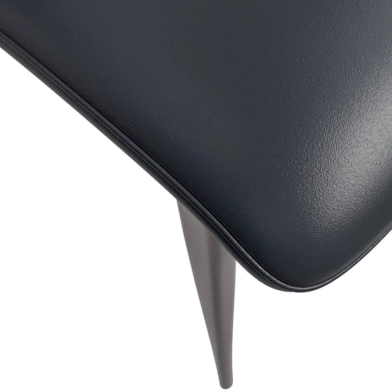 Aspen Dining Chair with Leather Seat in Black Metal by LeisureMod