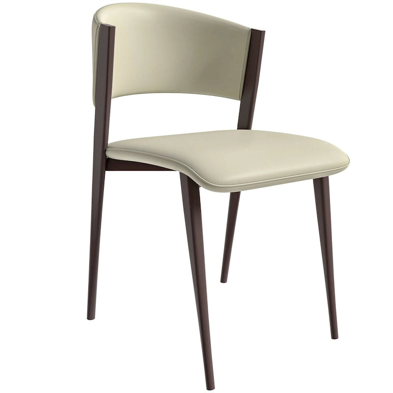 Aspen Dining Chair with Leather Seat in Black Metal by LeisureMod