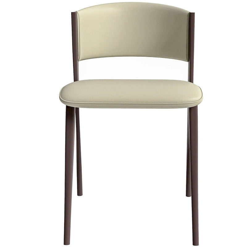 Aspen Dining Chair with Leather Seat in Black Metal by LeisureMod