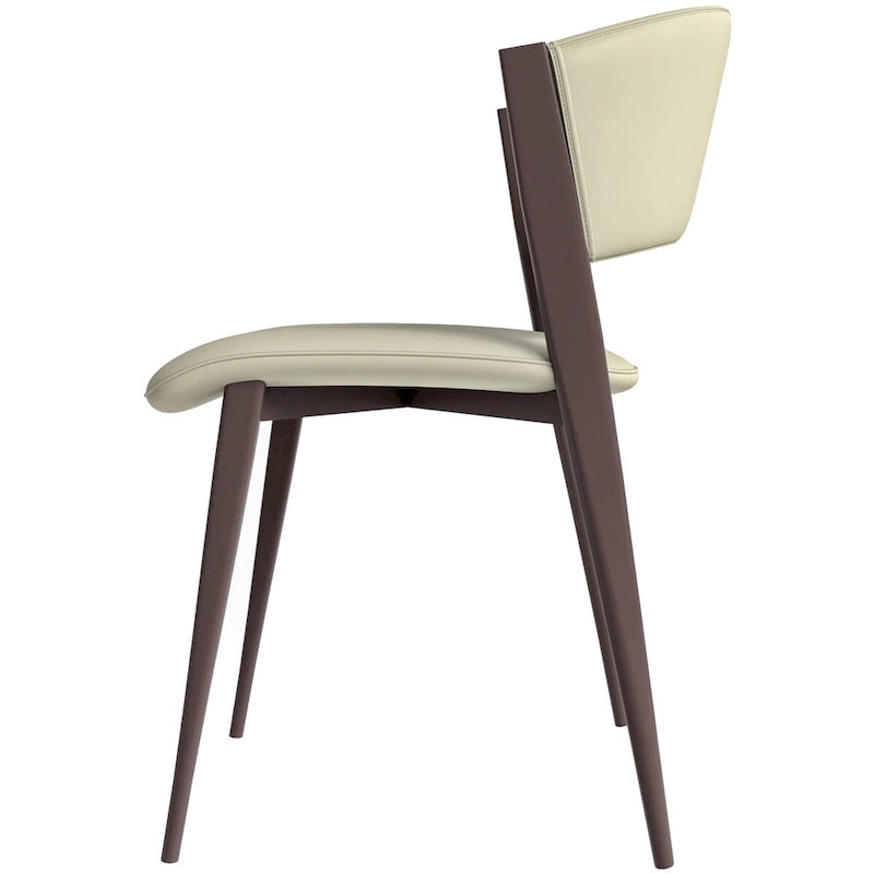 Aspen Dining Chair with Leather Seat in Black Metal by LeisureMod