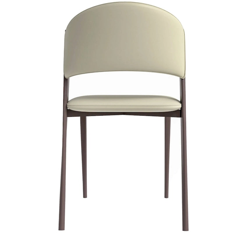 Aspen Dining Chair with Leather Seat in Black Metal by LeisureMod