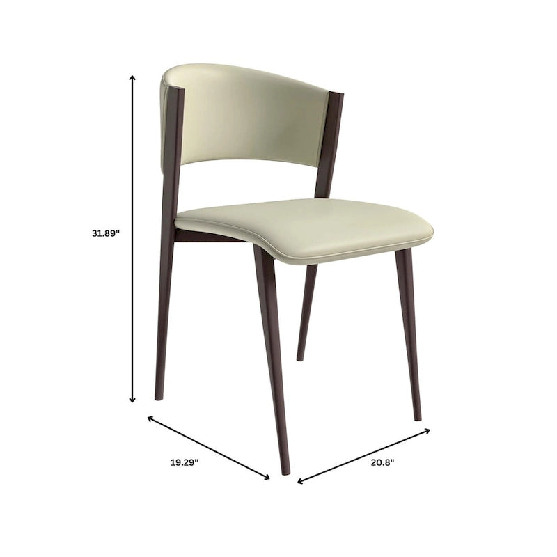 Aspen Dining Chair with Leather Seat in Black Metal by LeisureMod