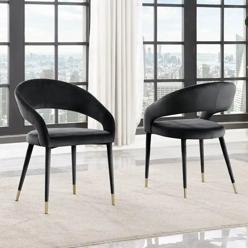 Best Master Furniture Ellis Contemporary Faux Leather Upholstered Dining Chair with Gold Accent (Set of 2)