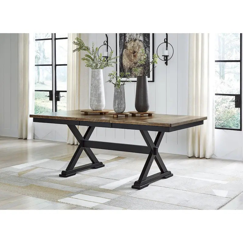Signature Design by Ashley Wildenauer Brown/Black Dining Extension Table - 40  W x 78  D x 30.13  H