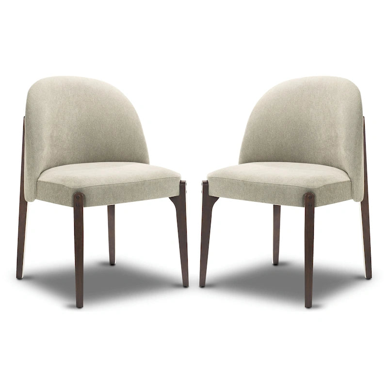 Poly & Bark Pietta Dining Chair (Set of 2) - Durable Fabric with Solid Wood Legs