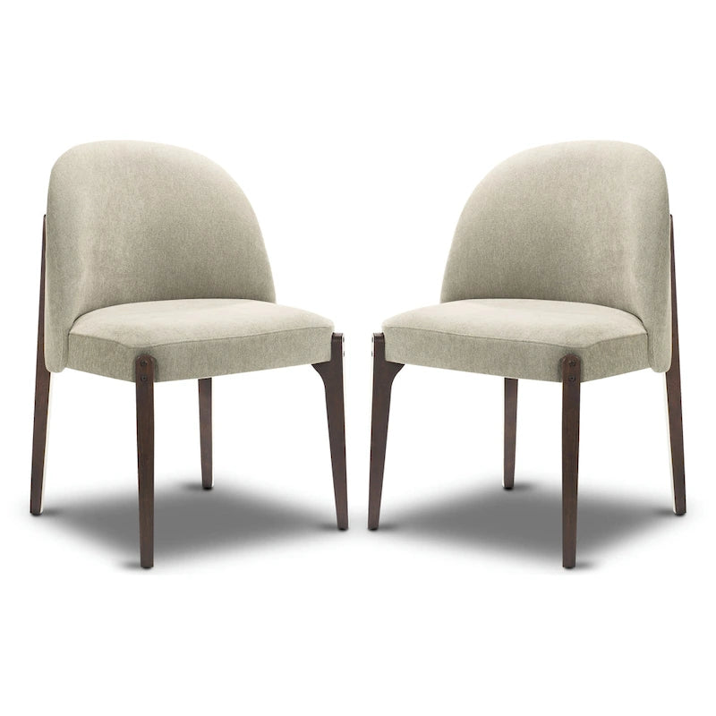 Poly & Bark Pietta Dining Chair (Set of 2) - Durable Fabric with Solid Wood Legs