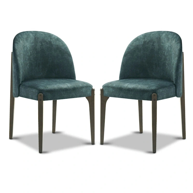 Poly & Bark Pietta Dining Chair (Set of 2) - Durable Fabric with Solid Wood Legs