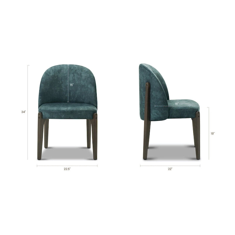 Poly & Bark Pietta Dining Chair (Set of 2) - Durable Fabric with Solid Wood Legs